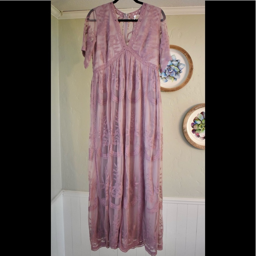 Mauve Lace Maternity Dress